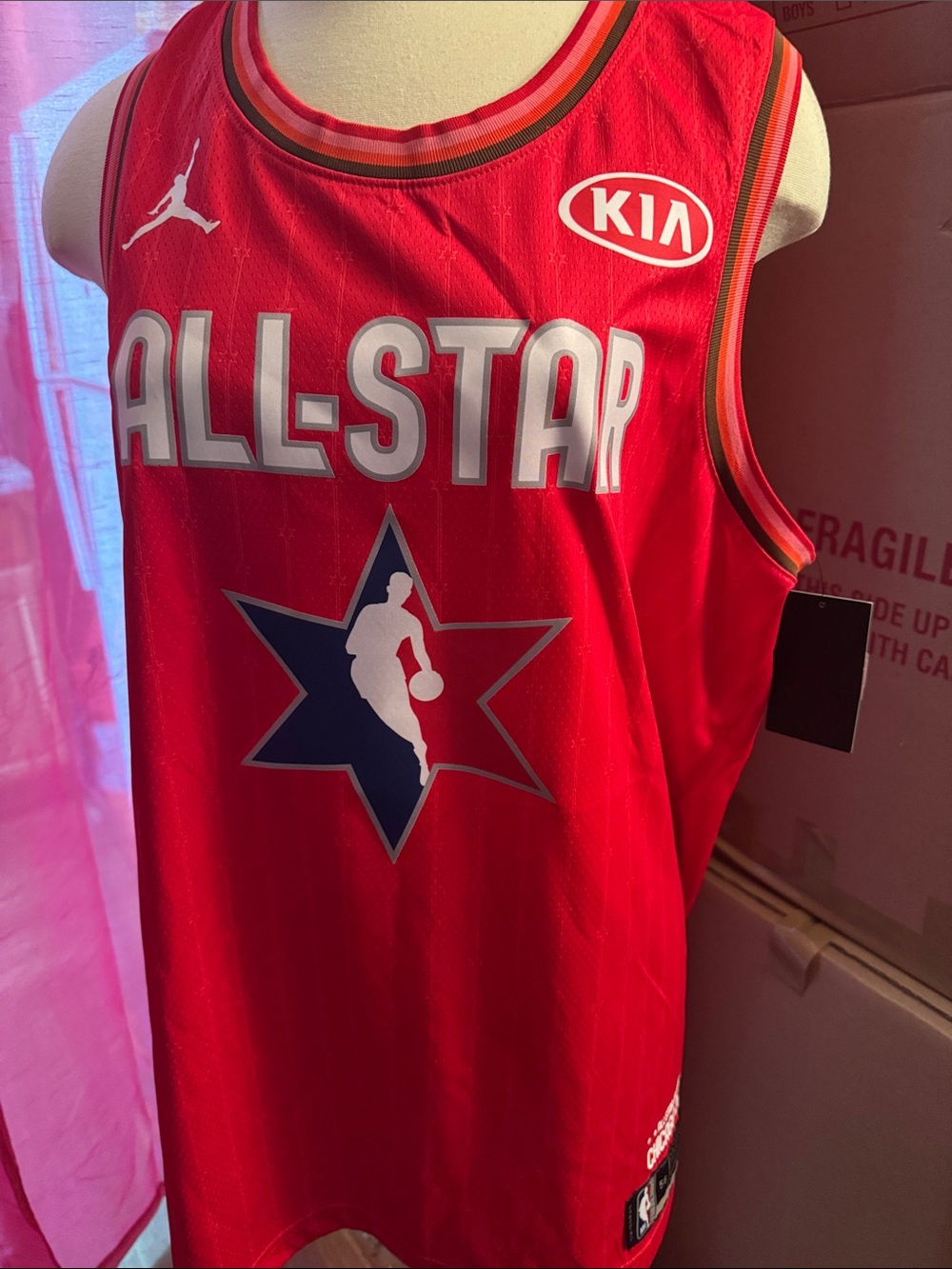 Jordan Red Basketball Jersey with White Accents